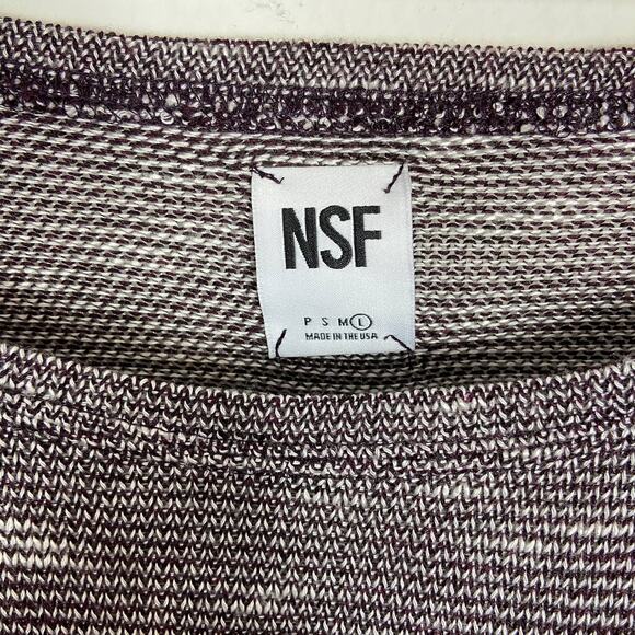 NSF Sweater Thermal Knit Pullover Sweater Size L Purple White Heathered Stripe - Picture 2 of 12